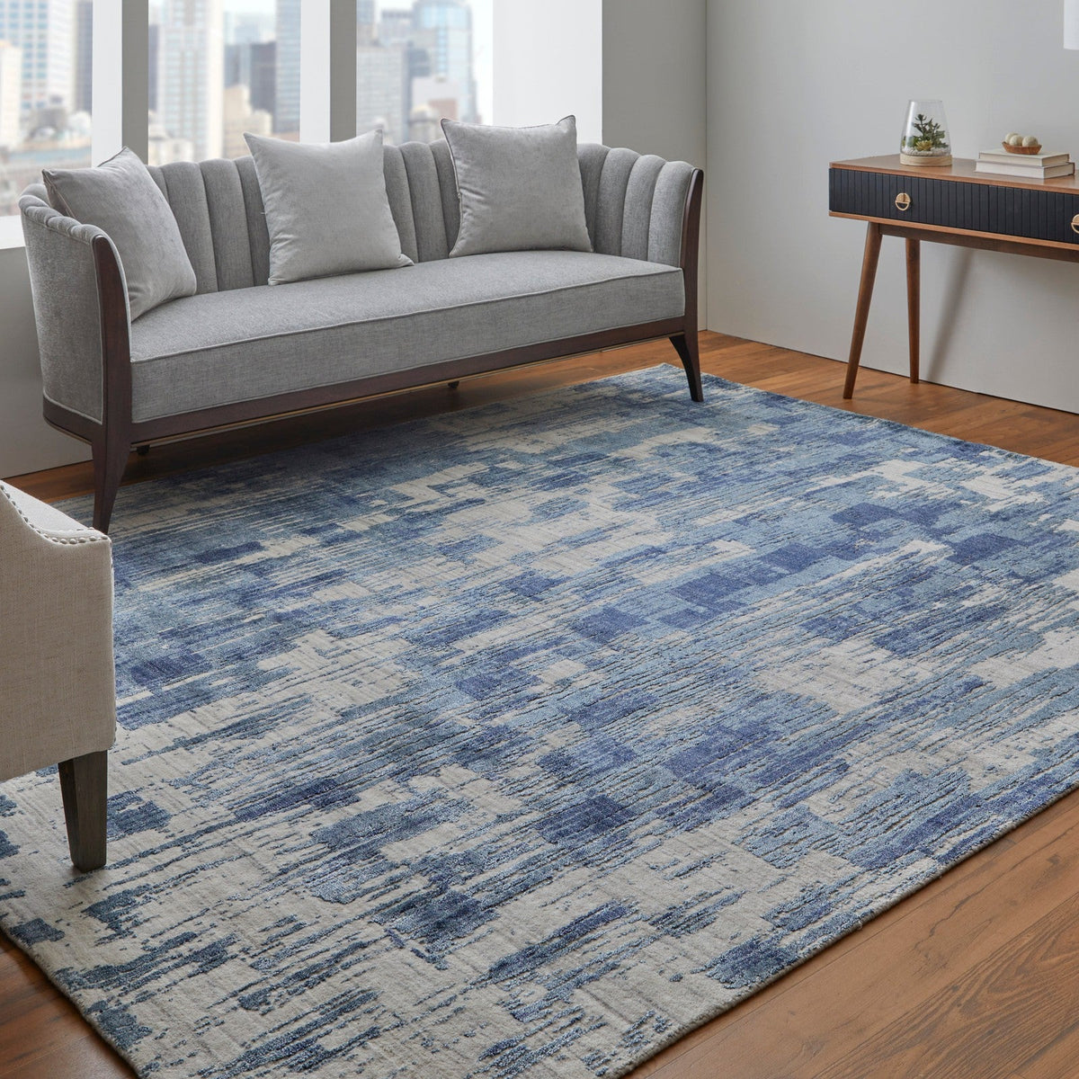 Feizy Eastfield 69AGF Modern Abstract in Blue/Ivory