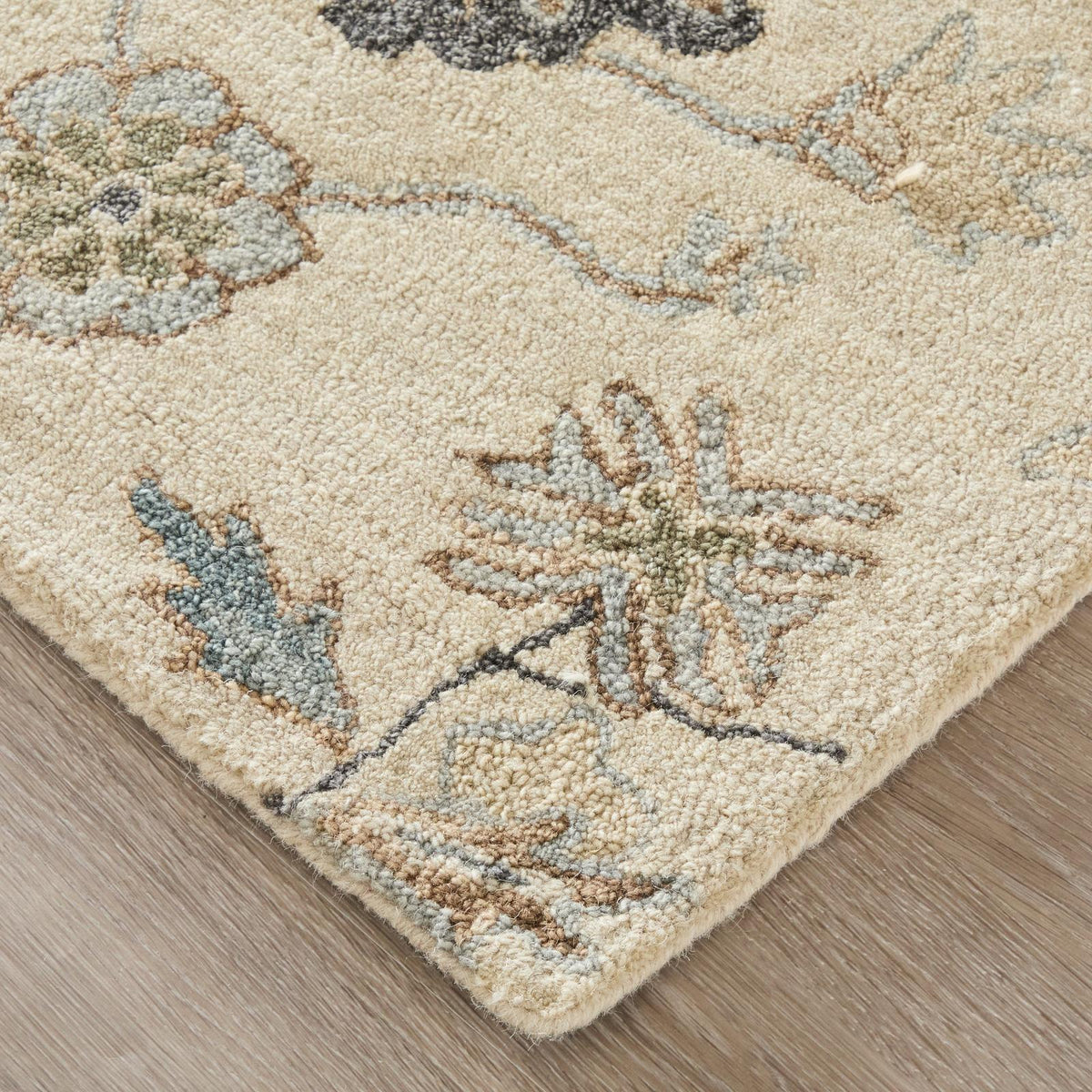 Feizy Springfield 8A48F Transitional Floral & Botanical Rug in Ivory/Tan/Gray