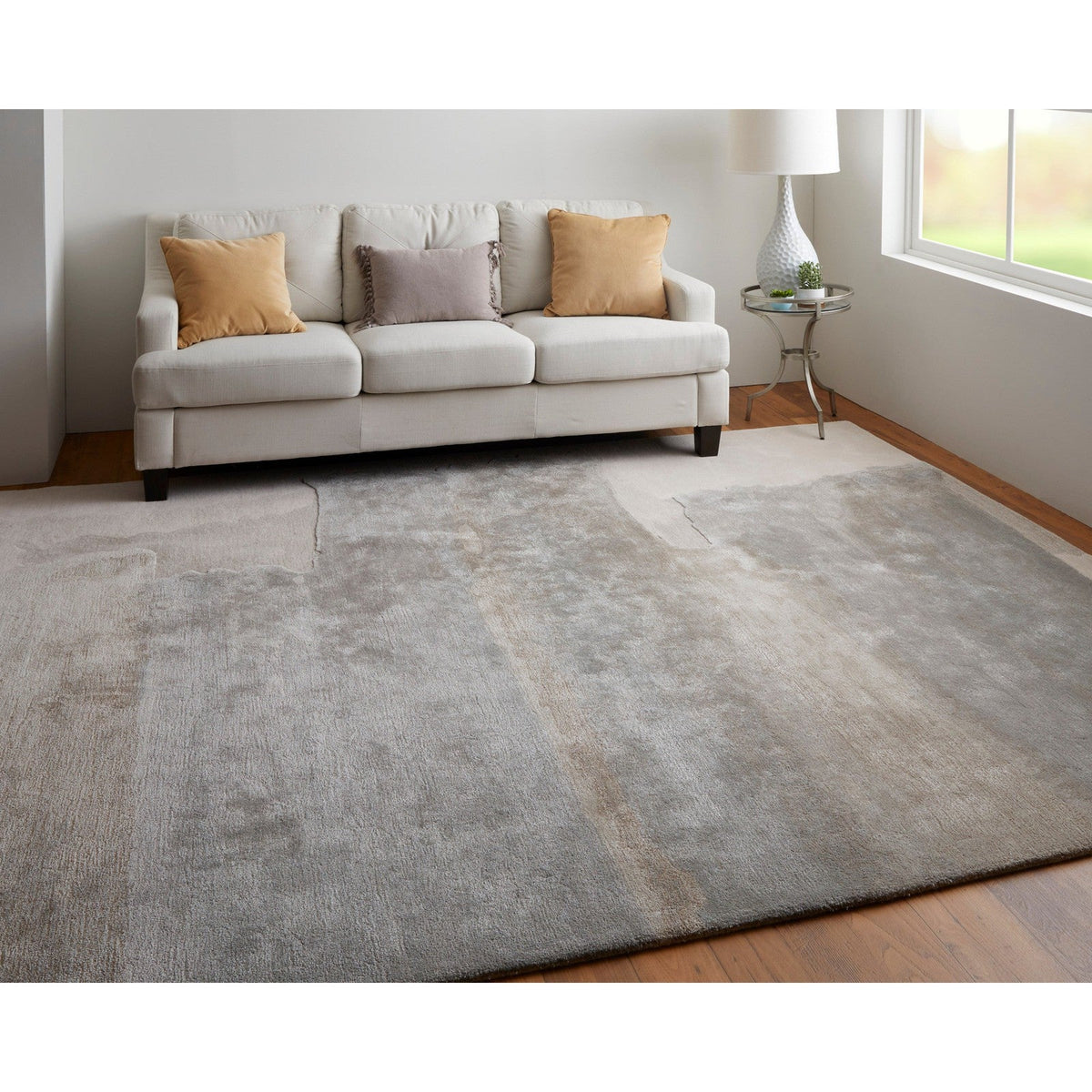 Feizy Anya 8921F Transitional Abstract Rug in Ivory/Gray