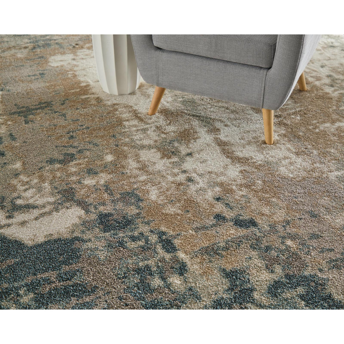 Feizy Richmond 39R6F Modern Abstract Rug in Gray/White/Blue