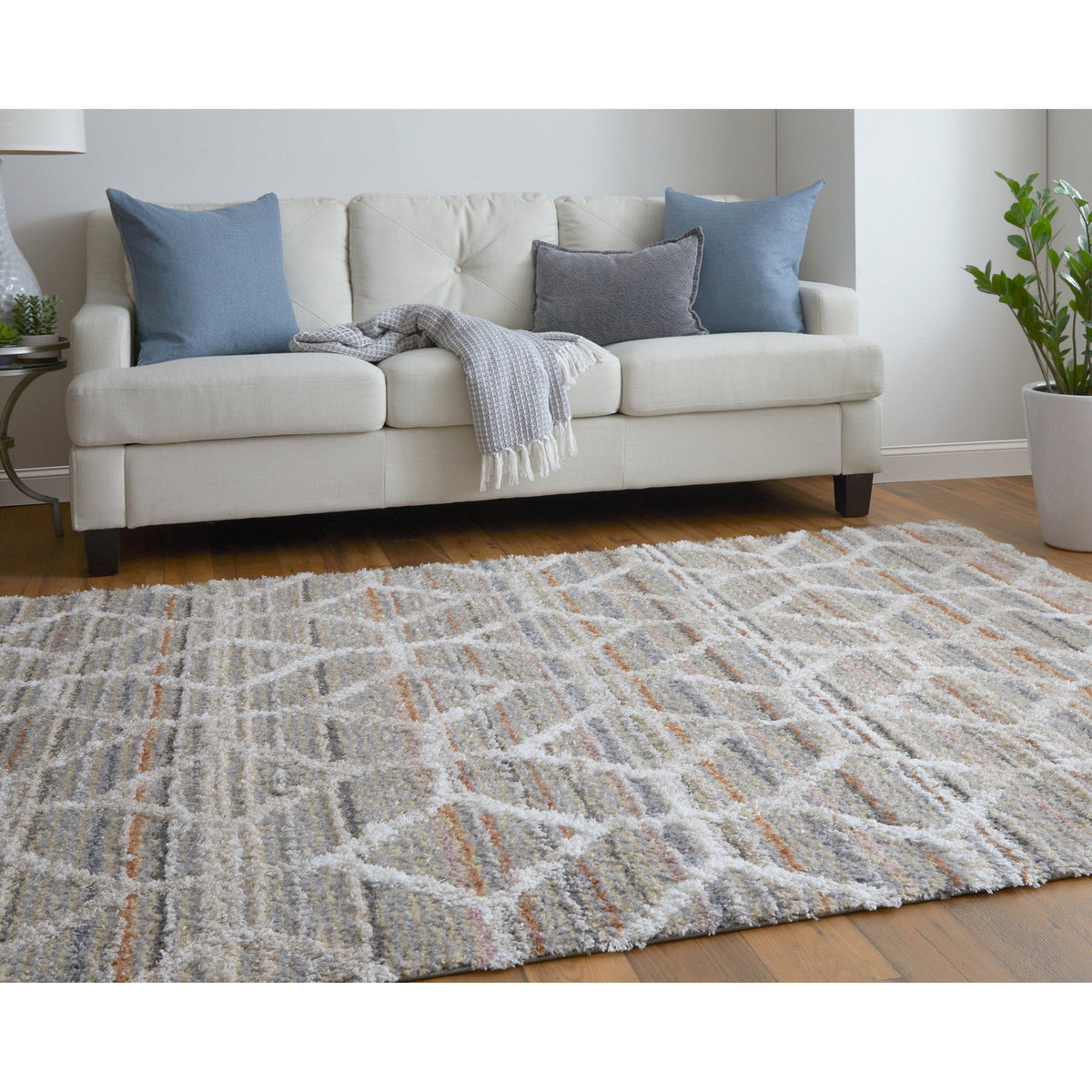 Feizy Mynka 39ICF Transitional Diamond in Tan/Taupe/Ivory