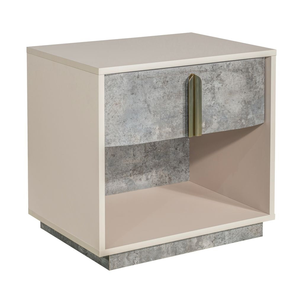 Michael Amini Pavira 1-Drawer Nightstand with LED Lights - Stone