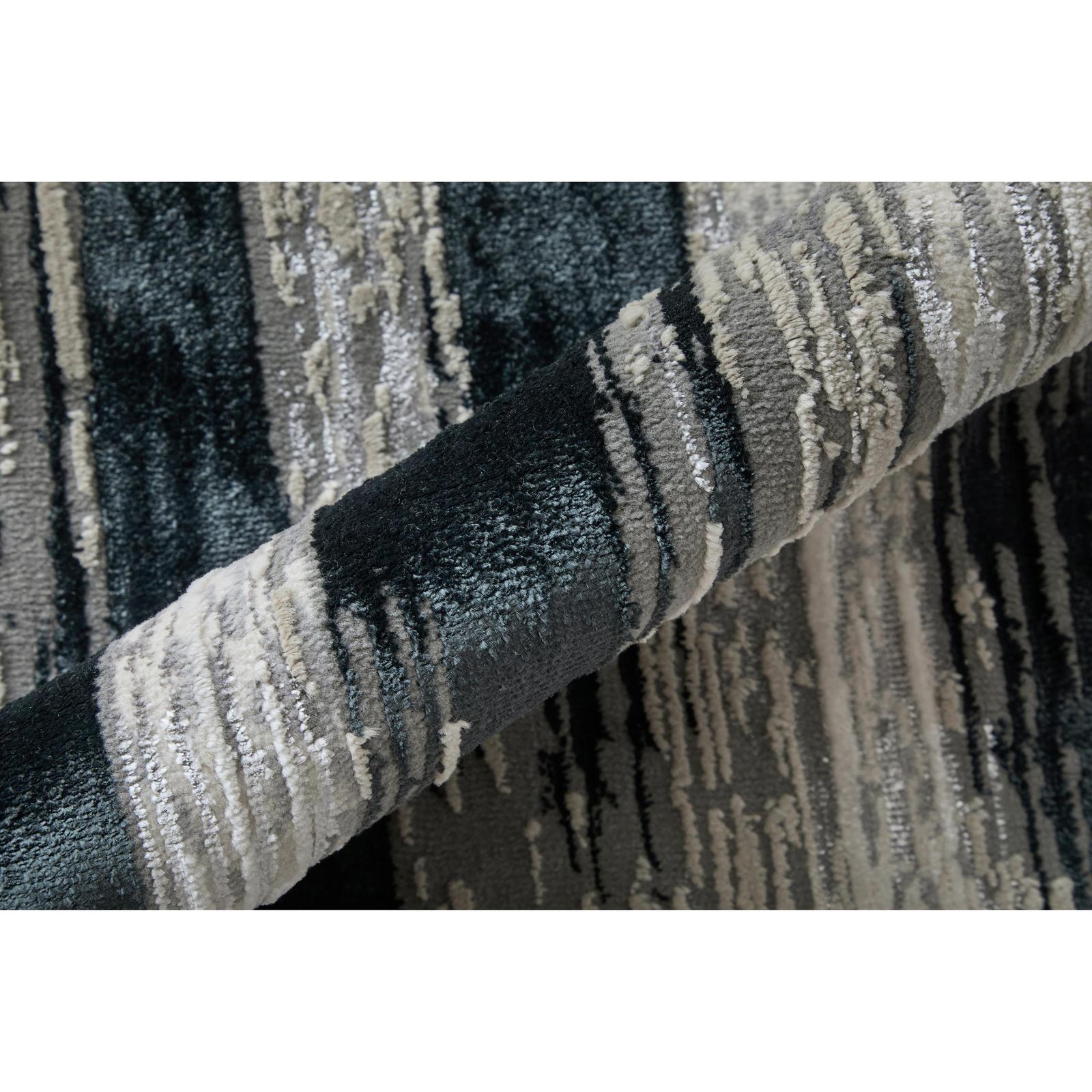 Feizy Micah 3338F Modern Abstract Rug in Black/Silver/Gray