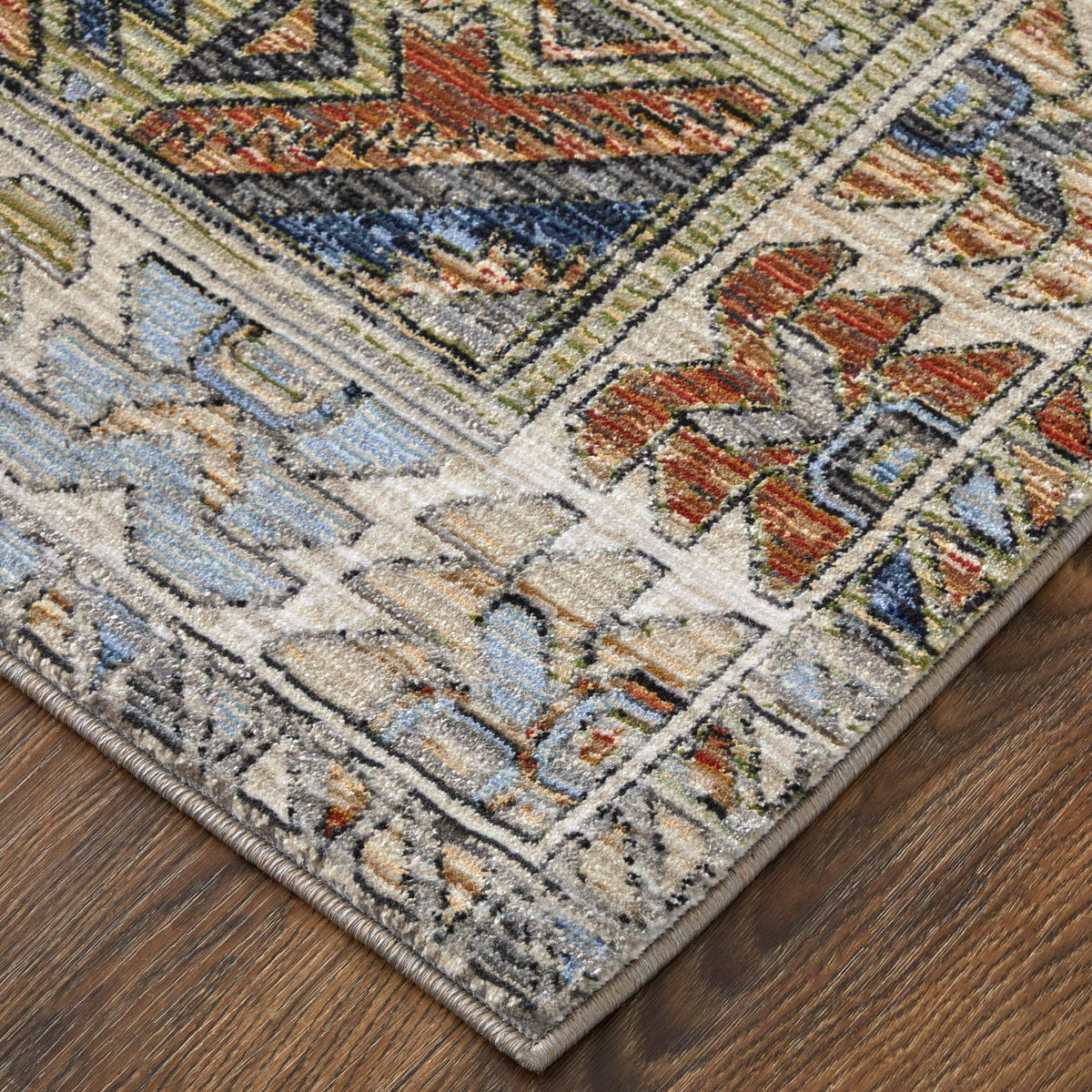 Feizy Melrose 39P0F Transitional Distressed Rug in Gray/Red/Blue