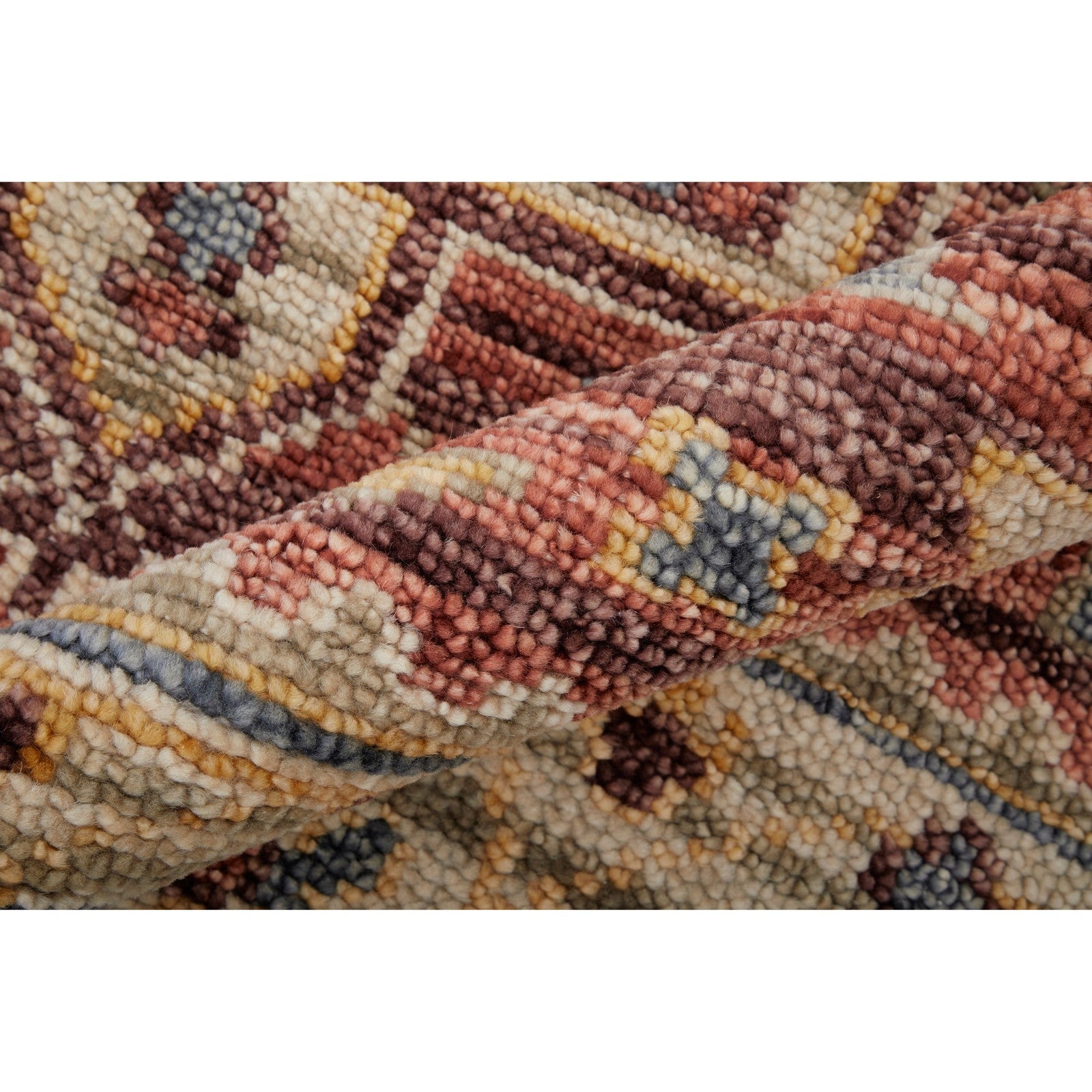 Feizy Fillmore 69CKF Transitional Medallion in Red/Ivory/Gold