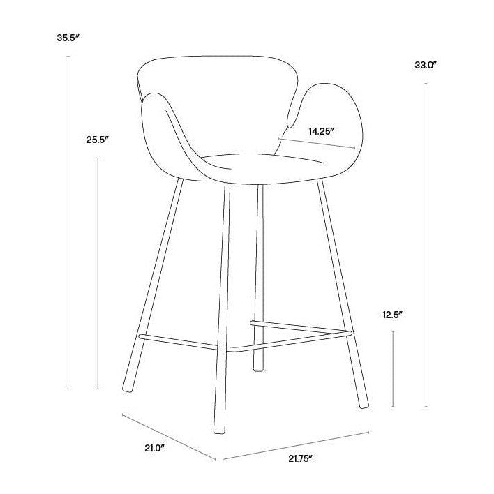 Sunpan Waldo Counter Stool - November Grey / Cinnamon Brown