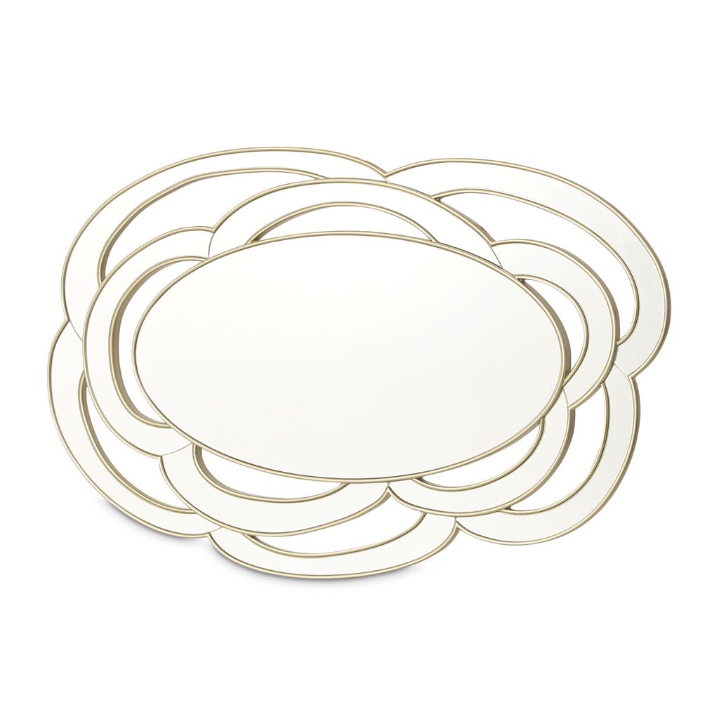 Michael Amini Camellia Field Wall Mirror - Antique Gold