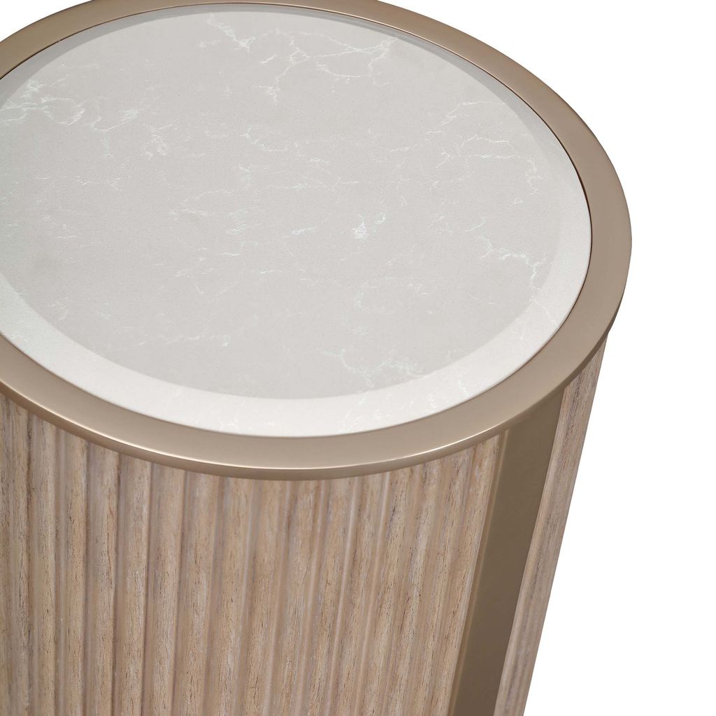 Michael Amini West Kensington Chairside Table - Sea Salt Caramel