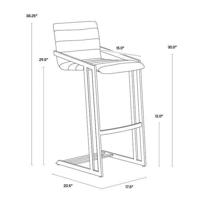 Sunpan Webber Barstool - Bravo Cognac - Set of 2