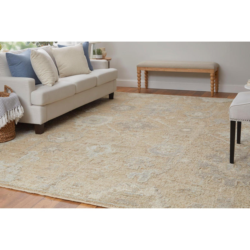 Feizy Grafton 69F8F Transitional Floral & Botanical Rug in Tan/Gray/Ivory