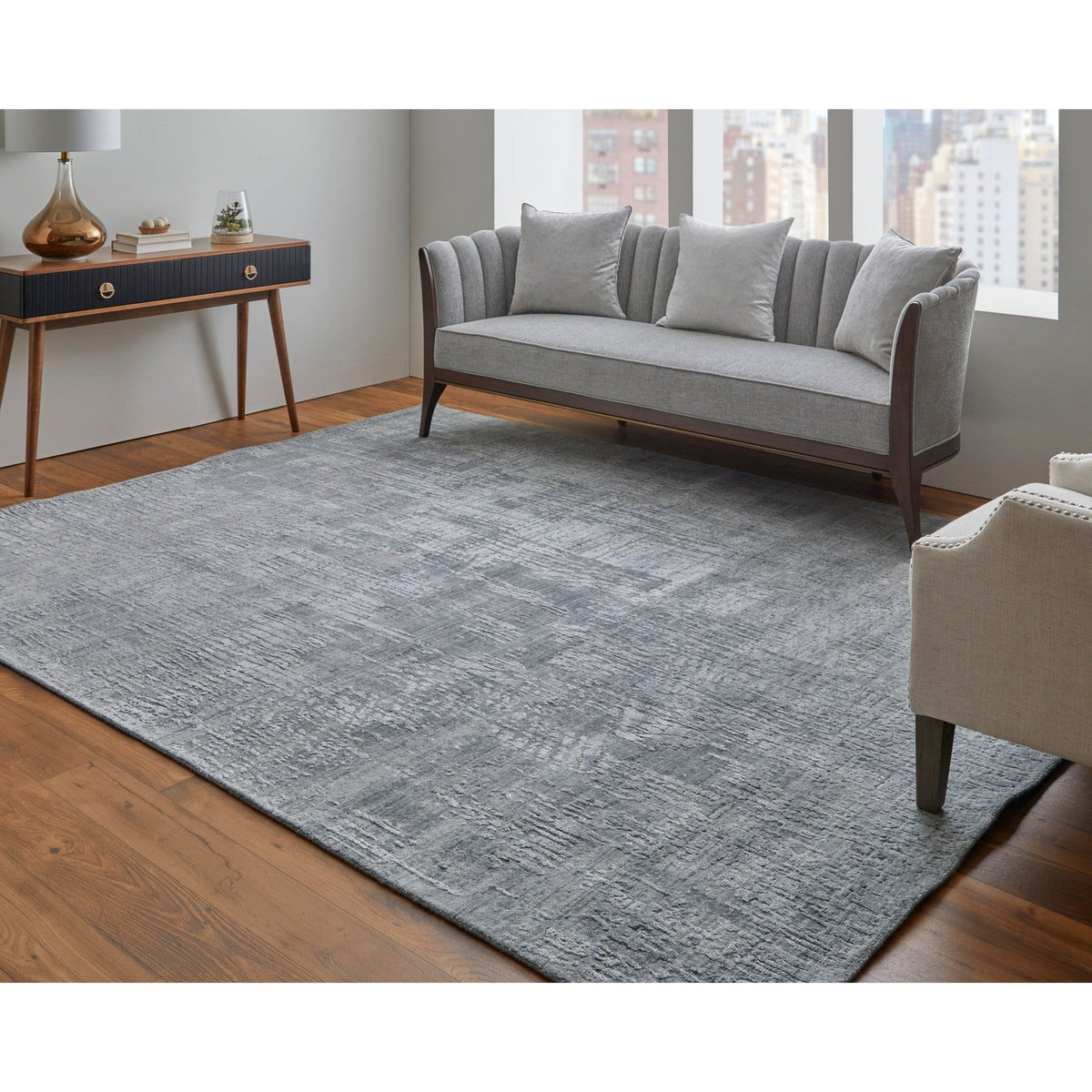 Feizy Eastfield 69A8F Modern Abstract in Blue/Silver