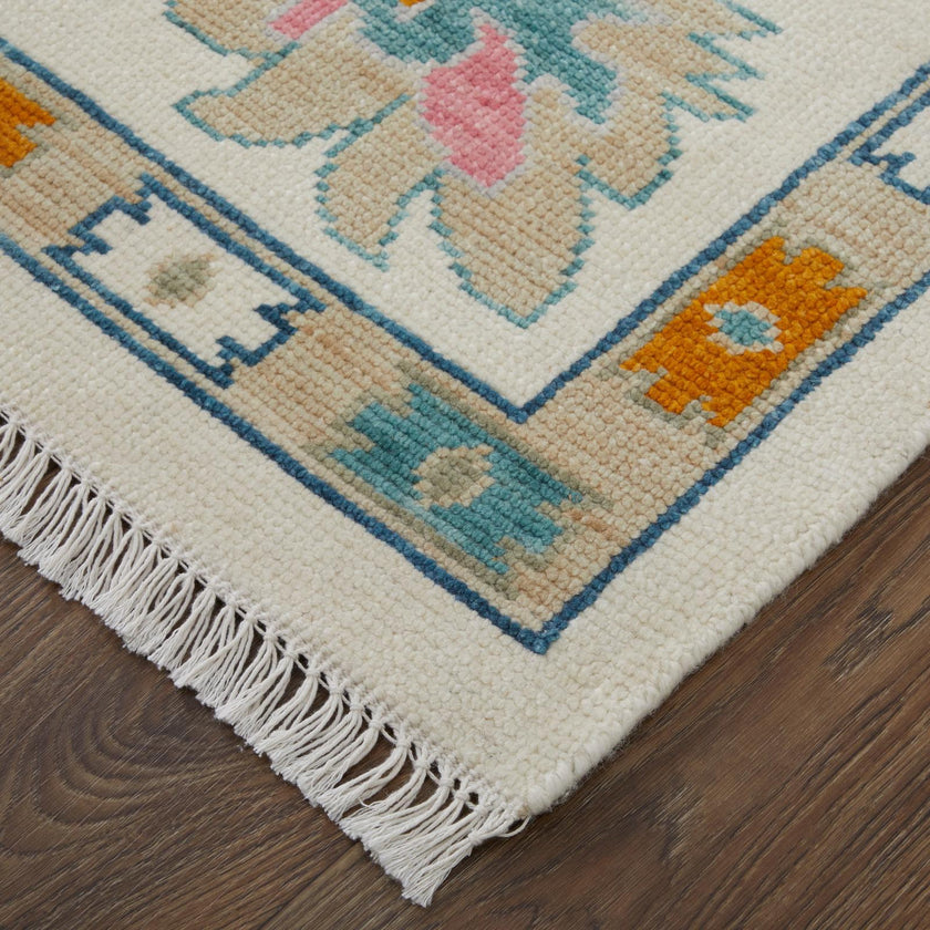 Feizy Karina 69G8F Transitional Floral & Botanical Rug in Ivory/Blue/Pink