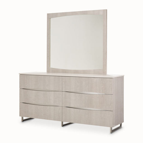 Michael Amini Marin Dresser with Mirror Set - Greige