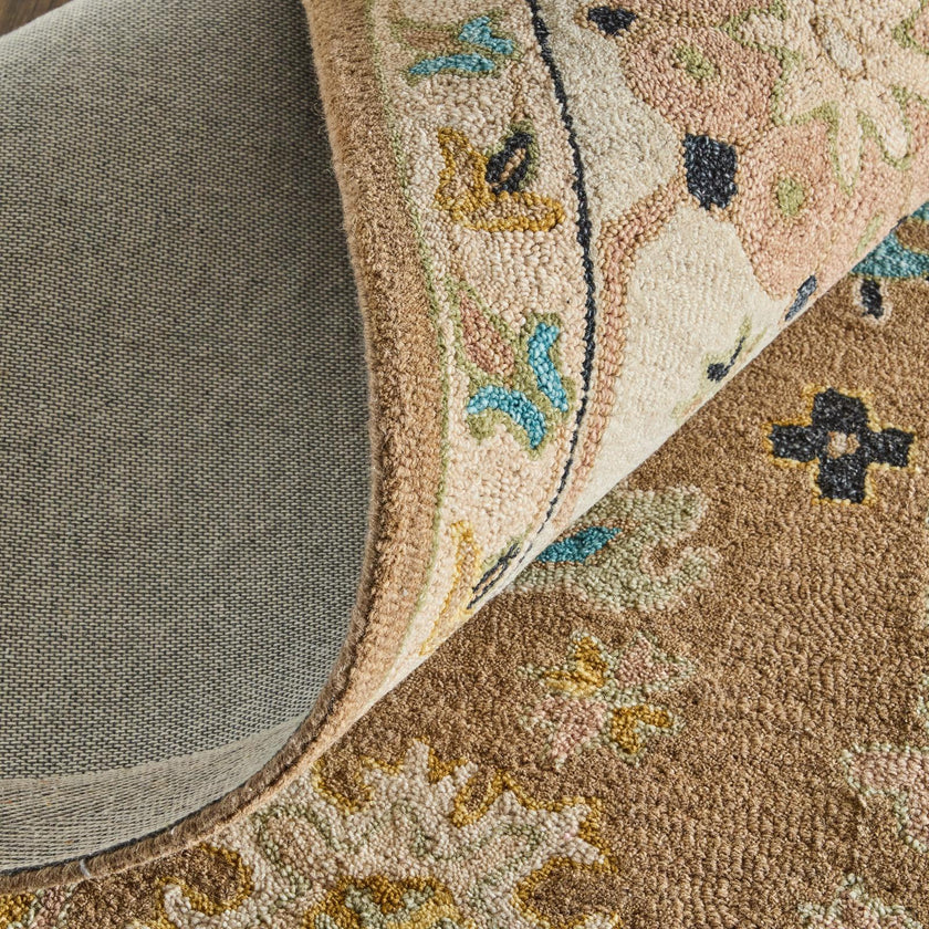 Feizy Springfield 8A45F Traditional Floral & Botanical Rug in Tan/Ivory/Blue