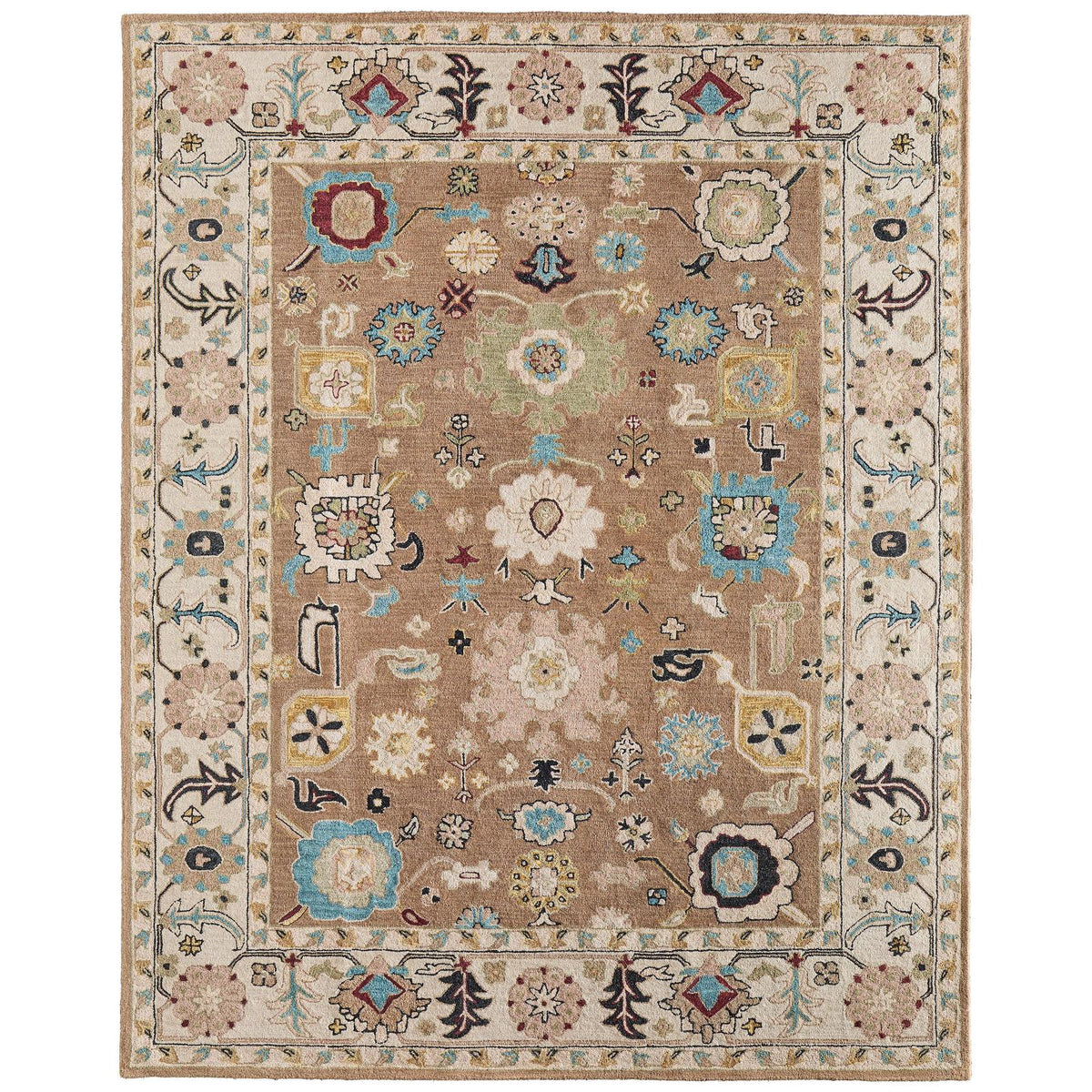 Feizy Springfield 8A45F Traditional Floral & Botanical Rug in Tan/Ivory/Blue
