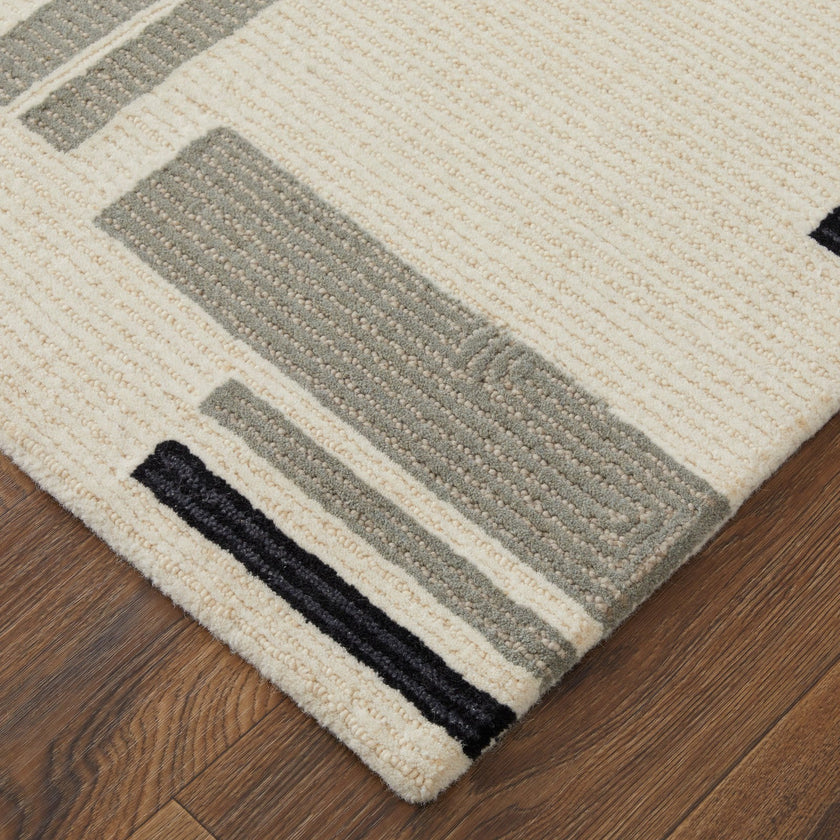 Feizy Maguire 8903F Transitional Abstract Rug in Ivory/Taupe