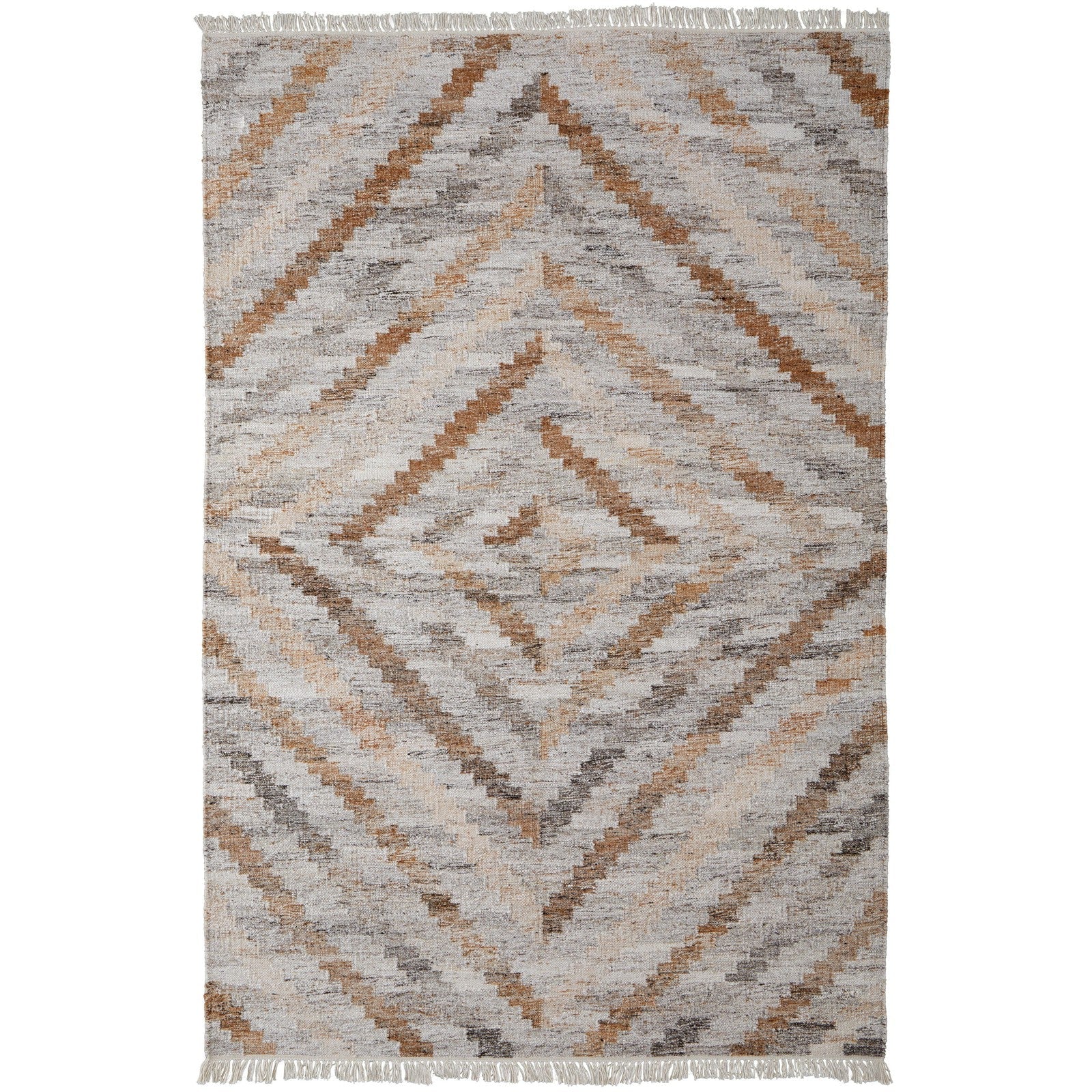 Feizy Beckett 0724F Transitional Geometric in Ivory/Gray/Tan