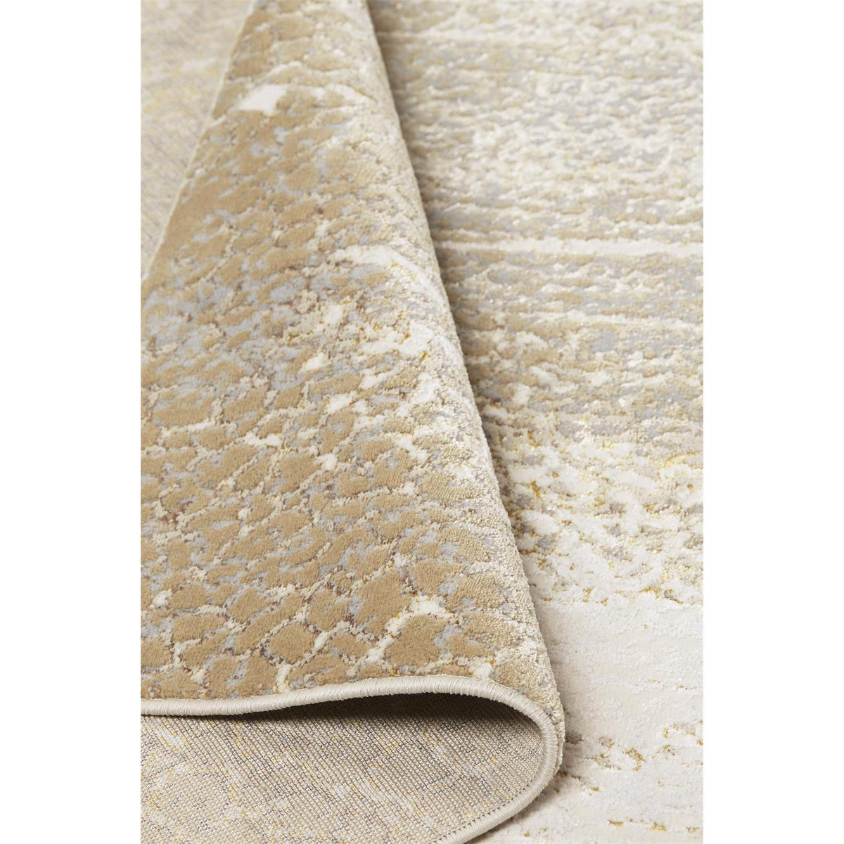 Feizy Aura 3739F Modern Abstract Rug in Ivory/Gray/Gold