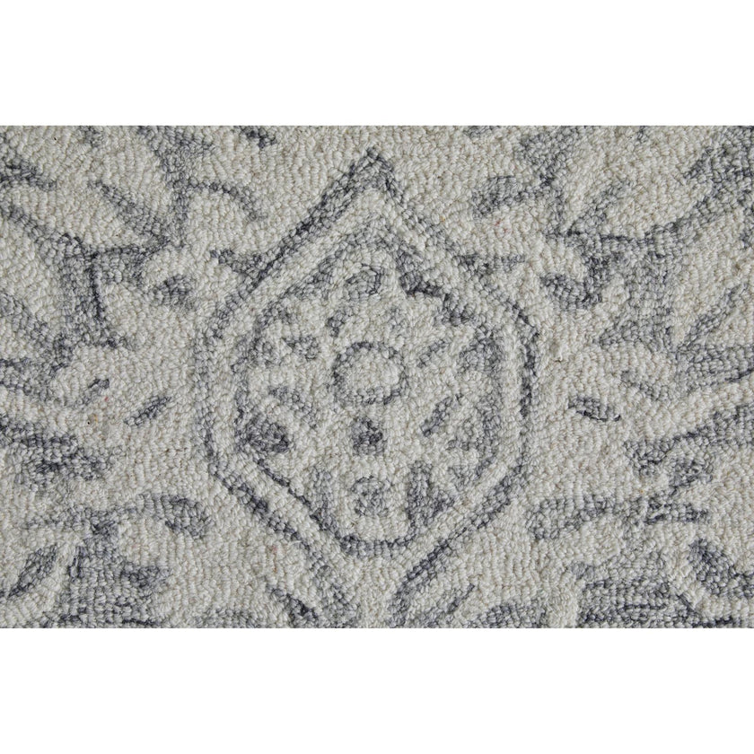 Feizy Belfort 8A27F Traditional Geometric Rug in Gray/White