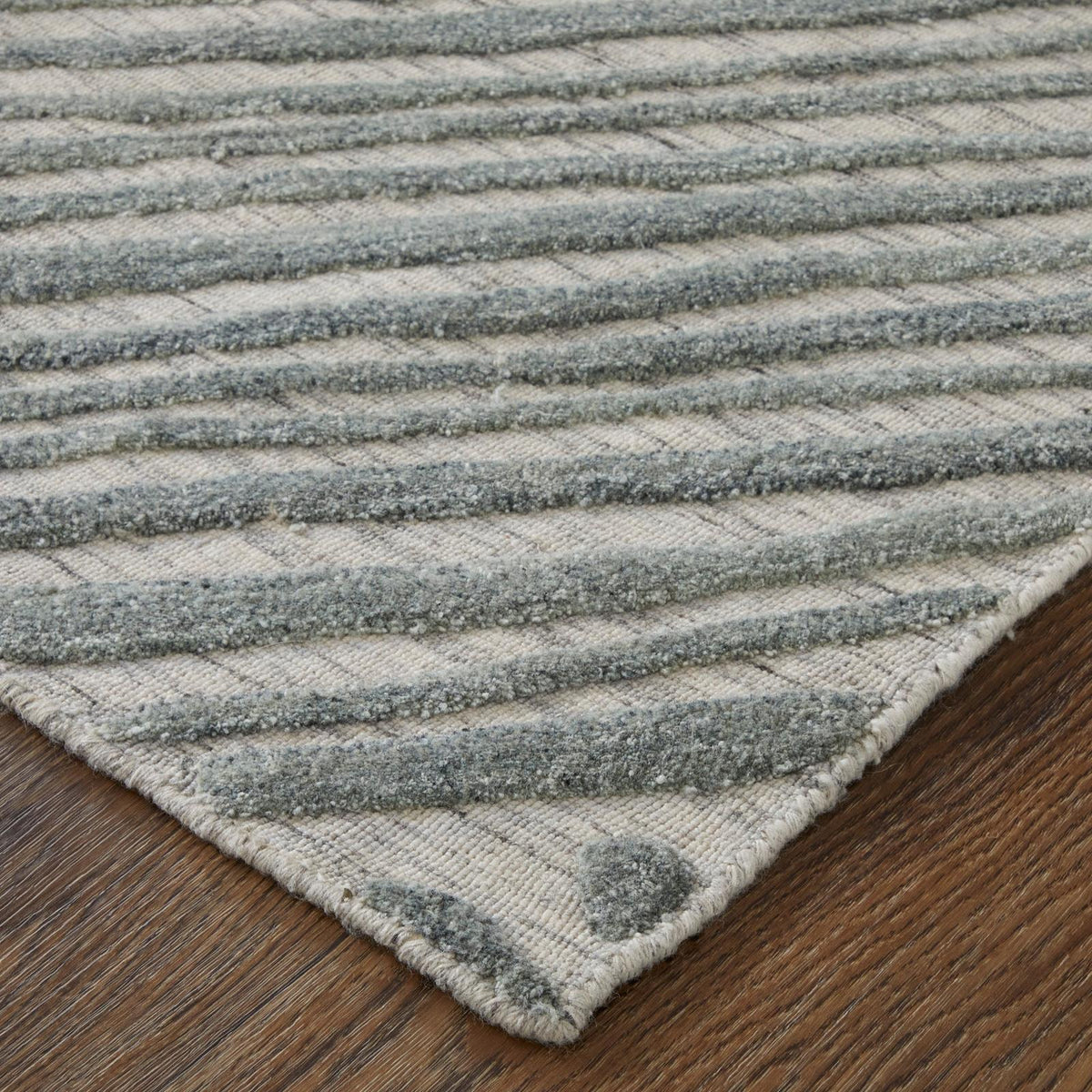 Feizy Elias 69FYF Modern Abstract Rug in Green/Ivory/Tan