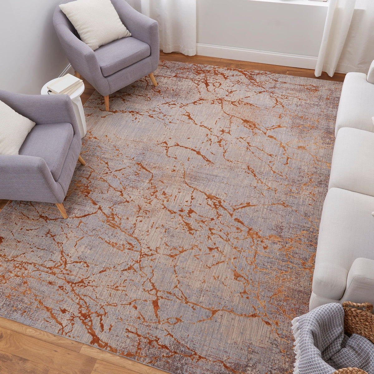 Feizy Pryor 39NEF Modern Abstract in Gold/Brown/Gray