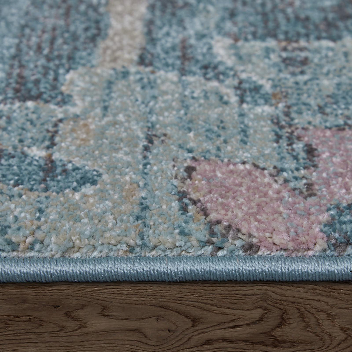 Feizy Dartmouth 39QMF Transitional Abstract Rug in Blue/Ivory/Pink