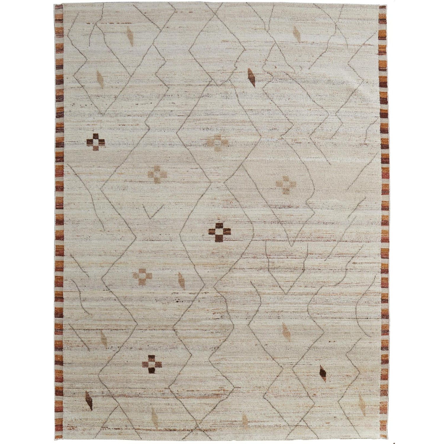 Feizy Kasbah 69G0F Transitional Moroccan Rug in Ivory/Tan/Orange