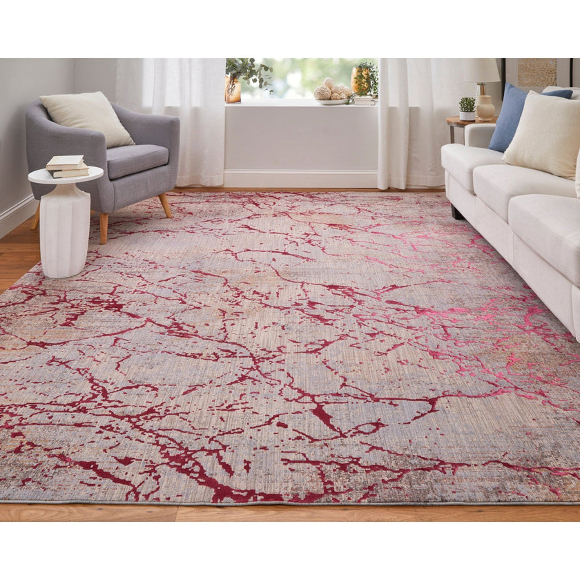 Feizy Pryor 39NEF Modern Abstract in Pink/Gray/Taupe