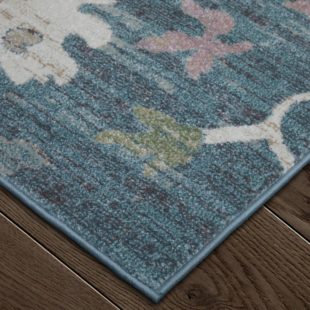 Feizy Dartmouth 39QMF Transitional Abstract Rug in Blue/Ivory/Pink
