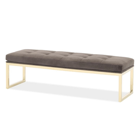 Michael Amini Dahlia Velvet Accent Bench - Chocolate/Gold