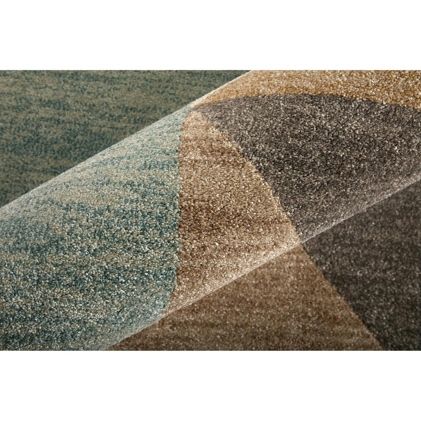 Feizy Eden 39QUF Modern Color Block Rug in Ivory/Brown/Blue