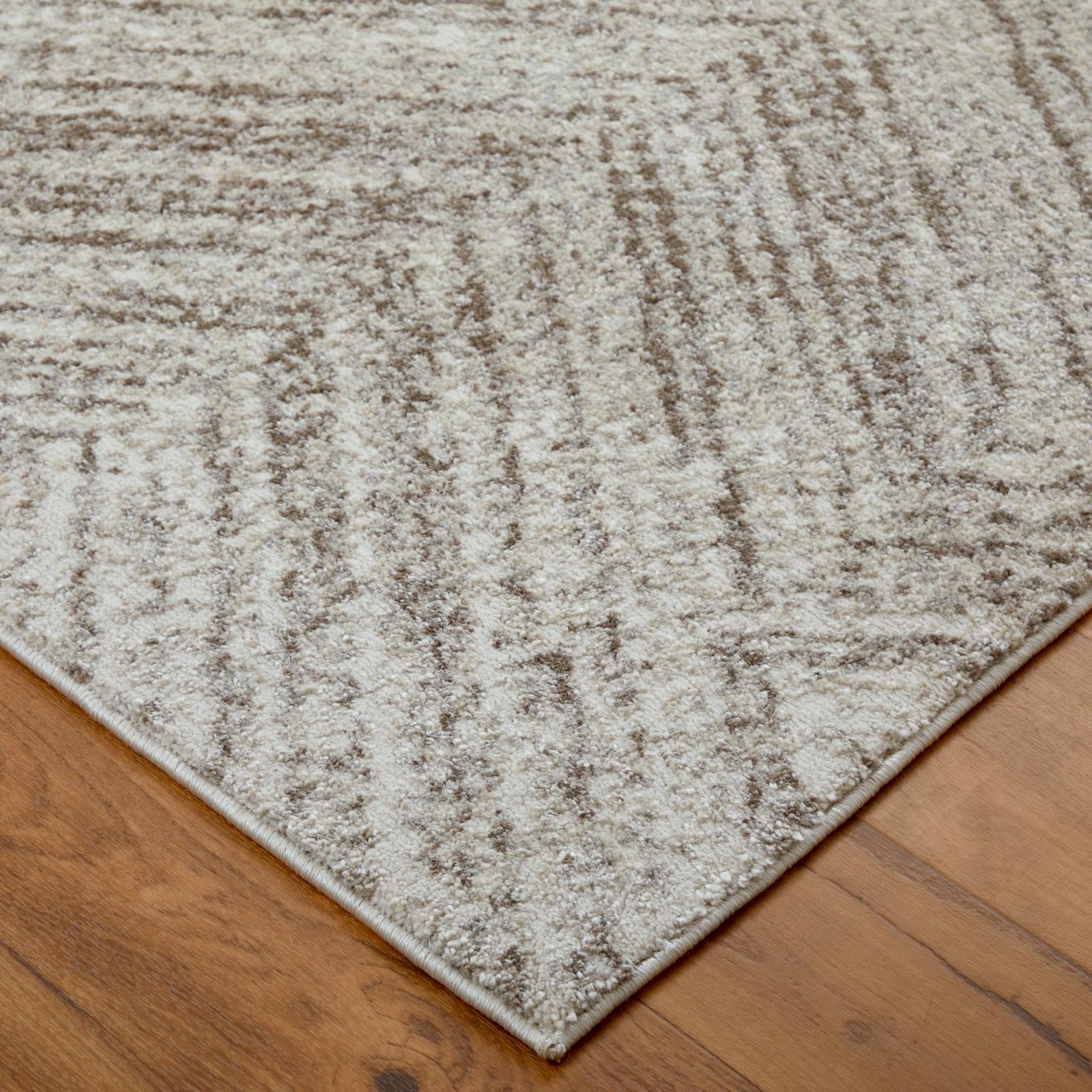 Feizy Vancouver 39NPF Modern Geometric Rug in Ivory/Tan/Brown