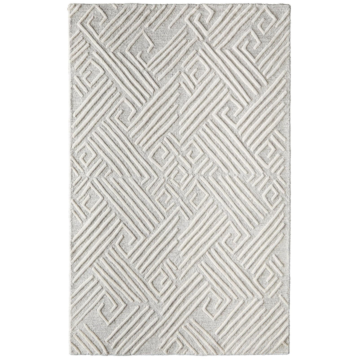 Feizy Enzo 8737F Transitional Geometric Rug in Tan/Ivory