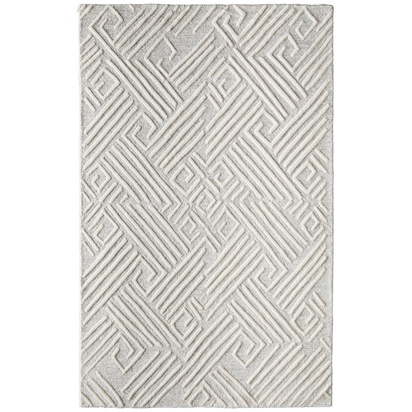 Feizy Enzo 8737F Transitional Geometric Rug in Tan/Ivory