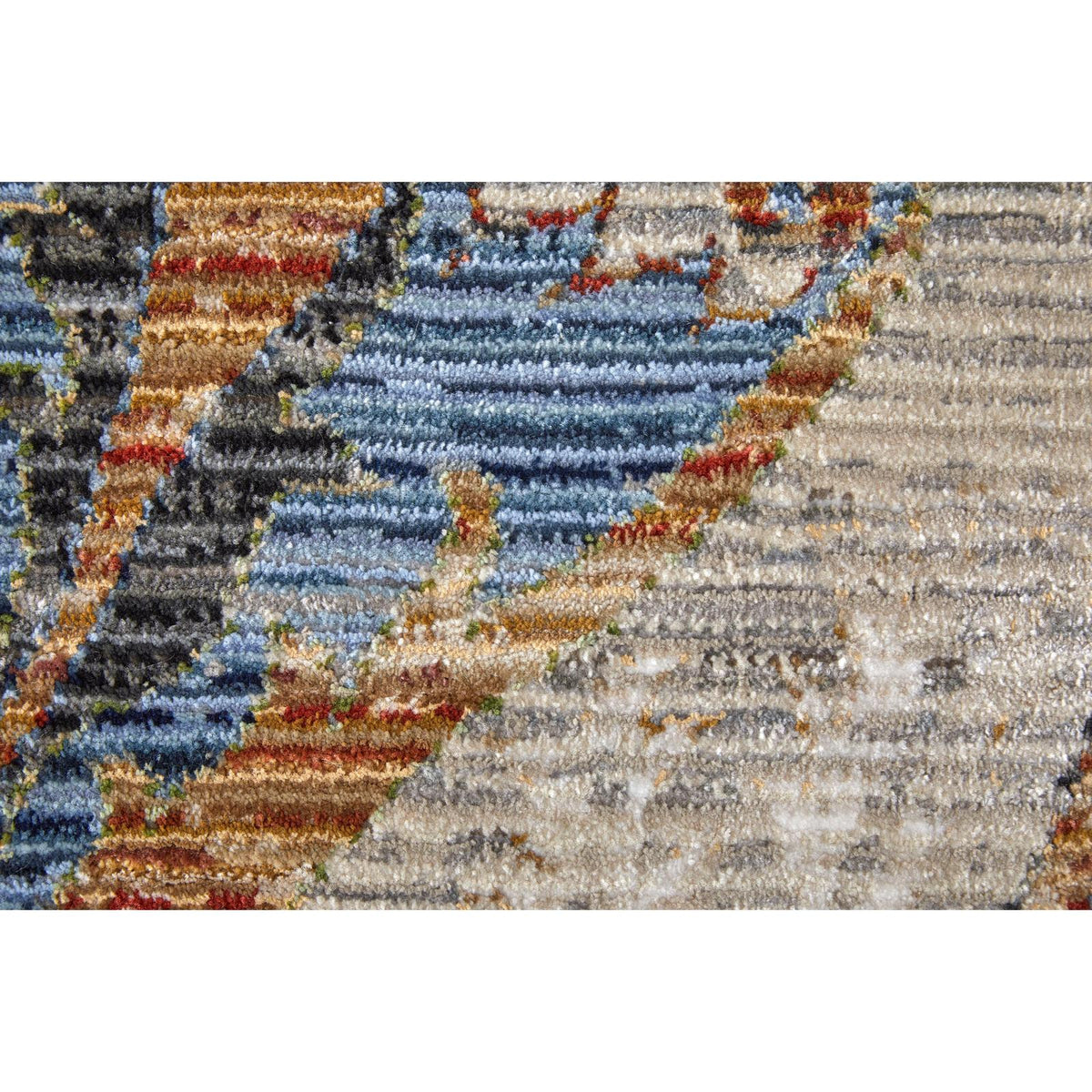 Feizy Melrose 39P2F Transitional Ikat Rug in Ivory/Red/Gray