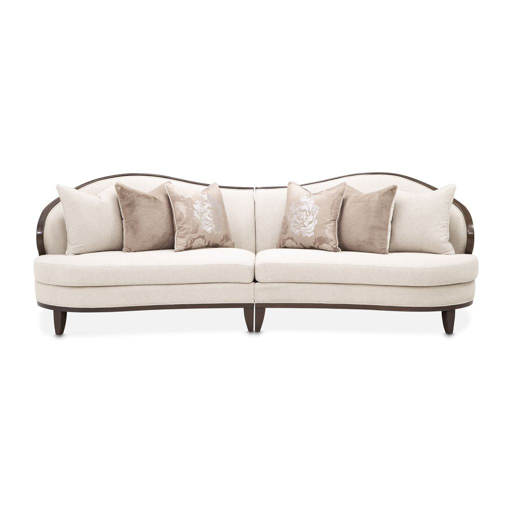 Michael Amini Camellia Field 2-Piece Chenille Sofa - Linen/Warm Pecan