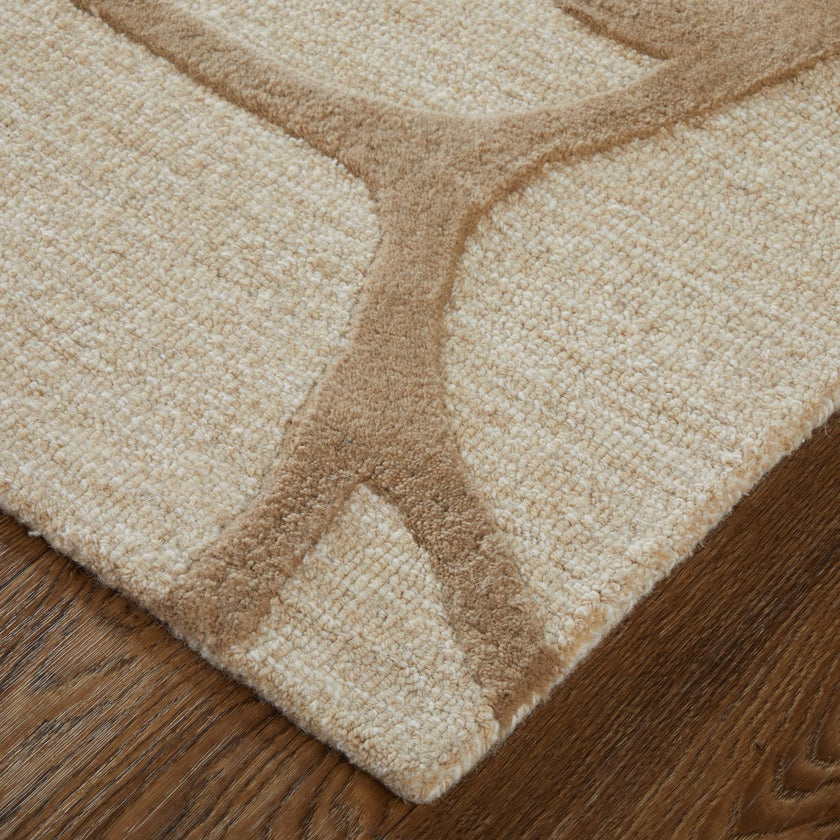 Feizy Kimball 8A32F Transitional Abstract Rug in Ivory/Brown/Tan