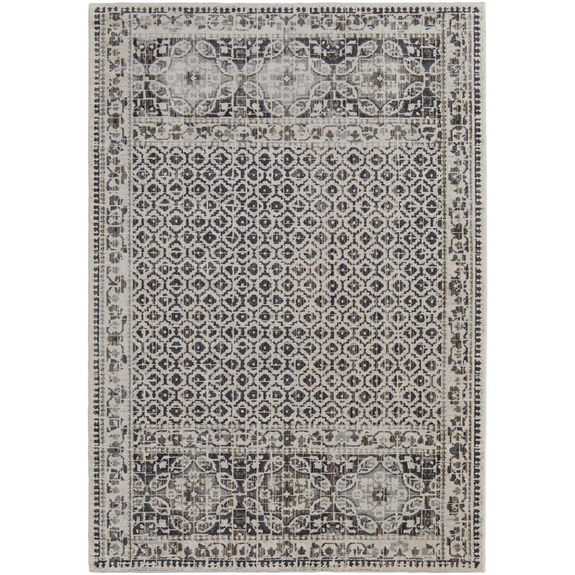 Feizy Kano 3874F Transitional Distressed Rug in Ivory/Taupe/Gray