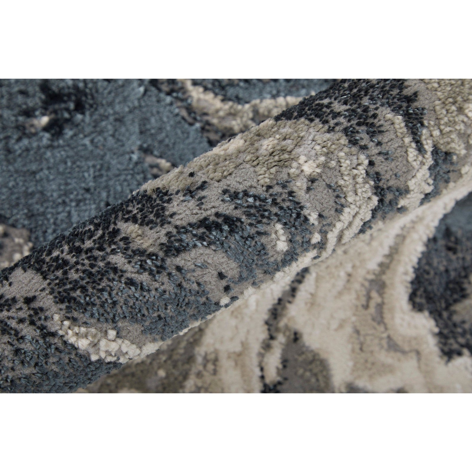 Feizy Micah 39LPF Modern Abstract Rug in Ivory/Black/Taupe