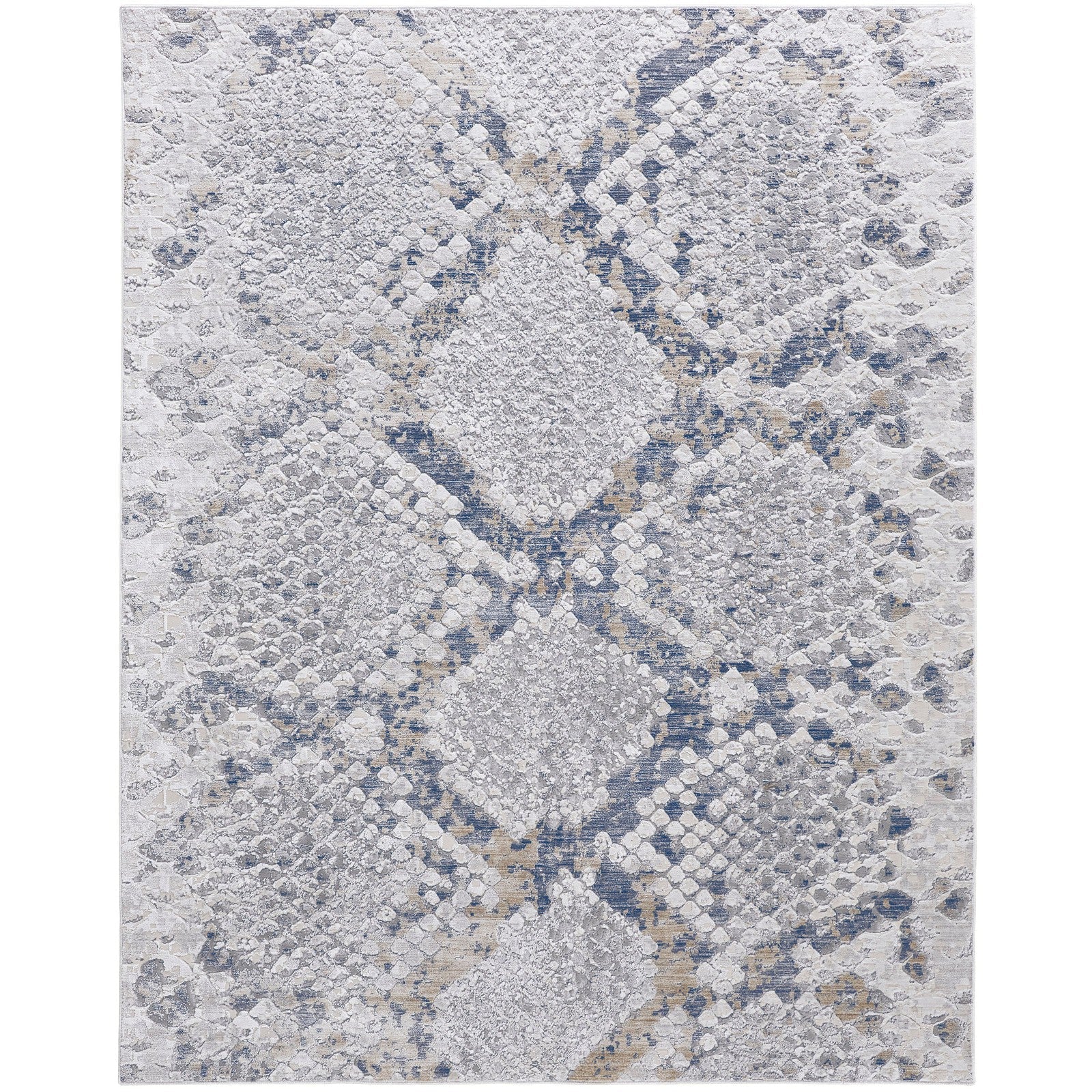 Feizy Laina 39GIF Transitional Trellis & Lattice in Silver/Gray/Blue