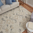 Feizy Anica 8004F Transitional Moroccan Rug in Ivory/Gray/Black