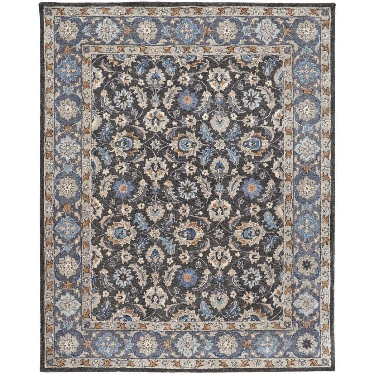 Feizy Rylan 8643F Transitional Oriental in Taupe/Blue/Ivory
