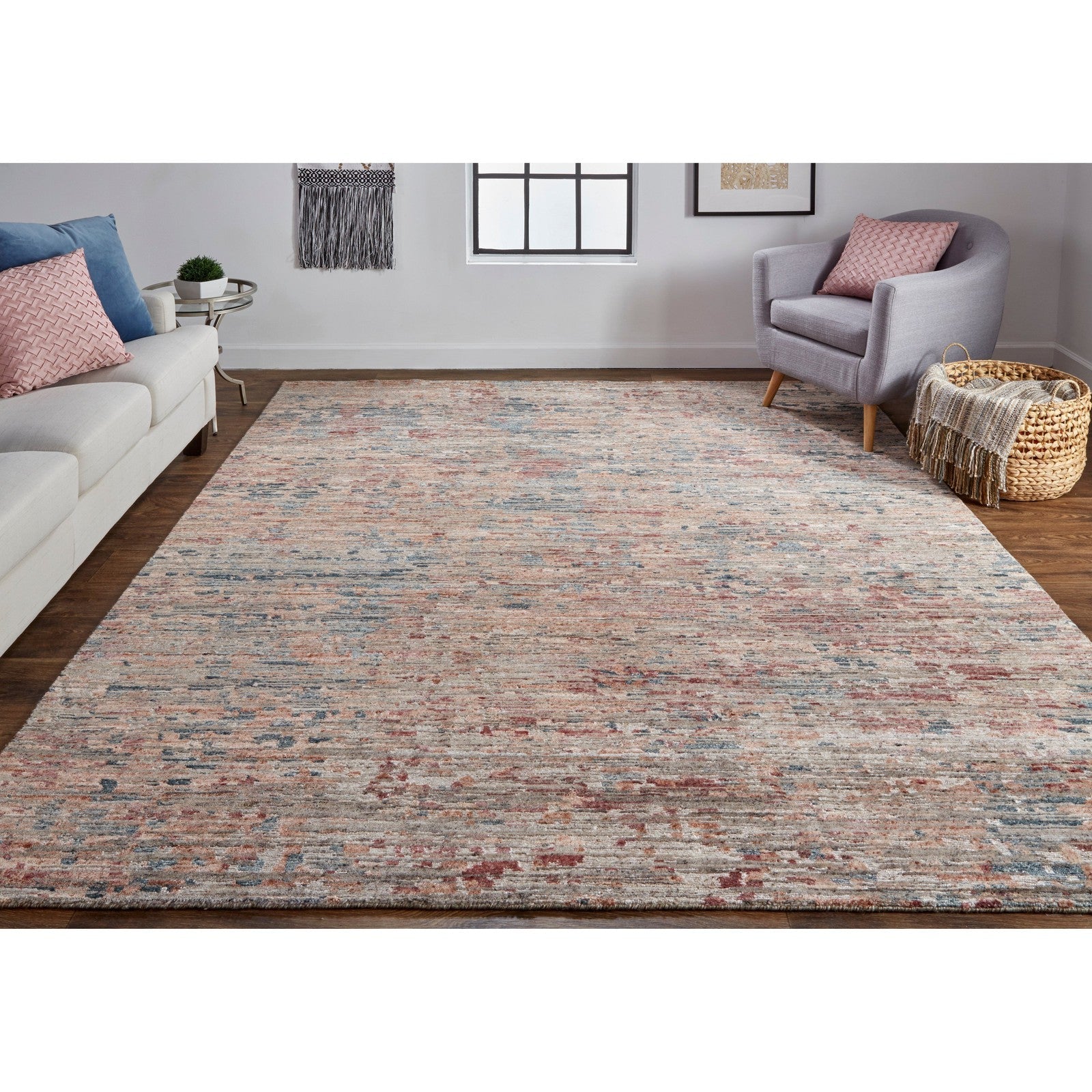 Feizy Conroe 6827F Modern Abstract in Red/Blue