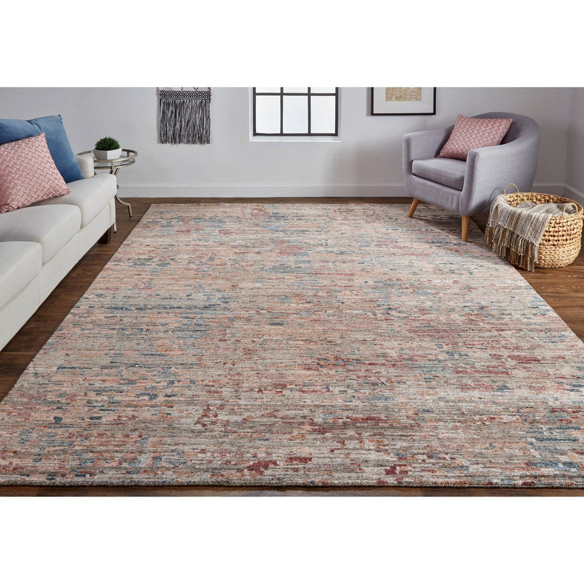 Feizy Conroe 6827F Modern Abstract in Red/Blue