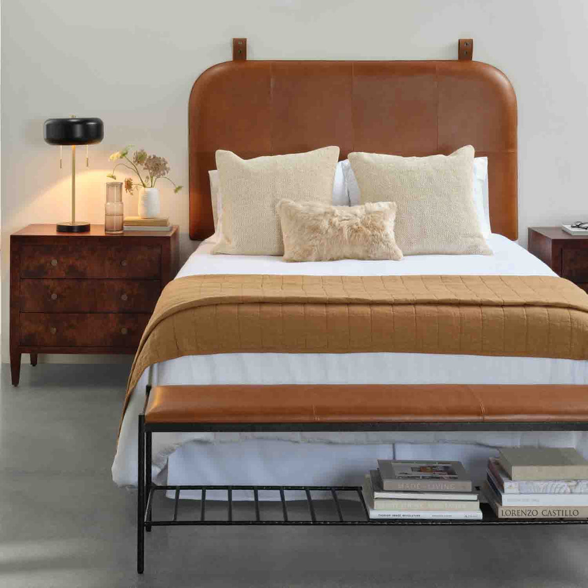 Giorgio Textured Leather Bench