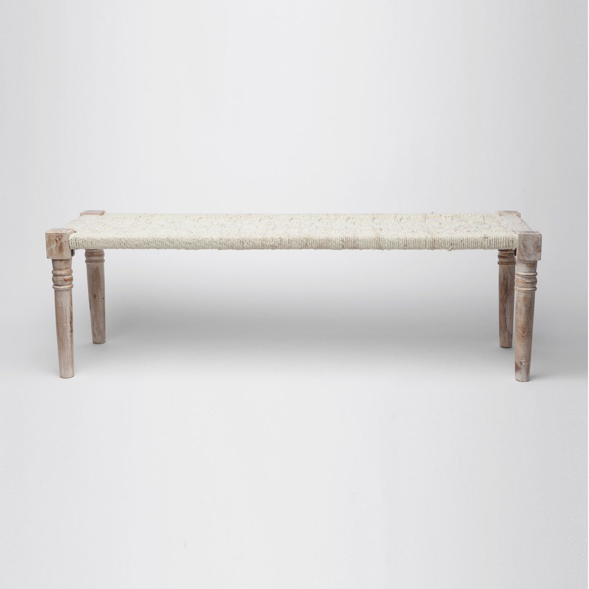 Nico White Fabric Bench