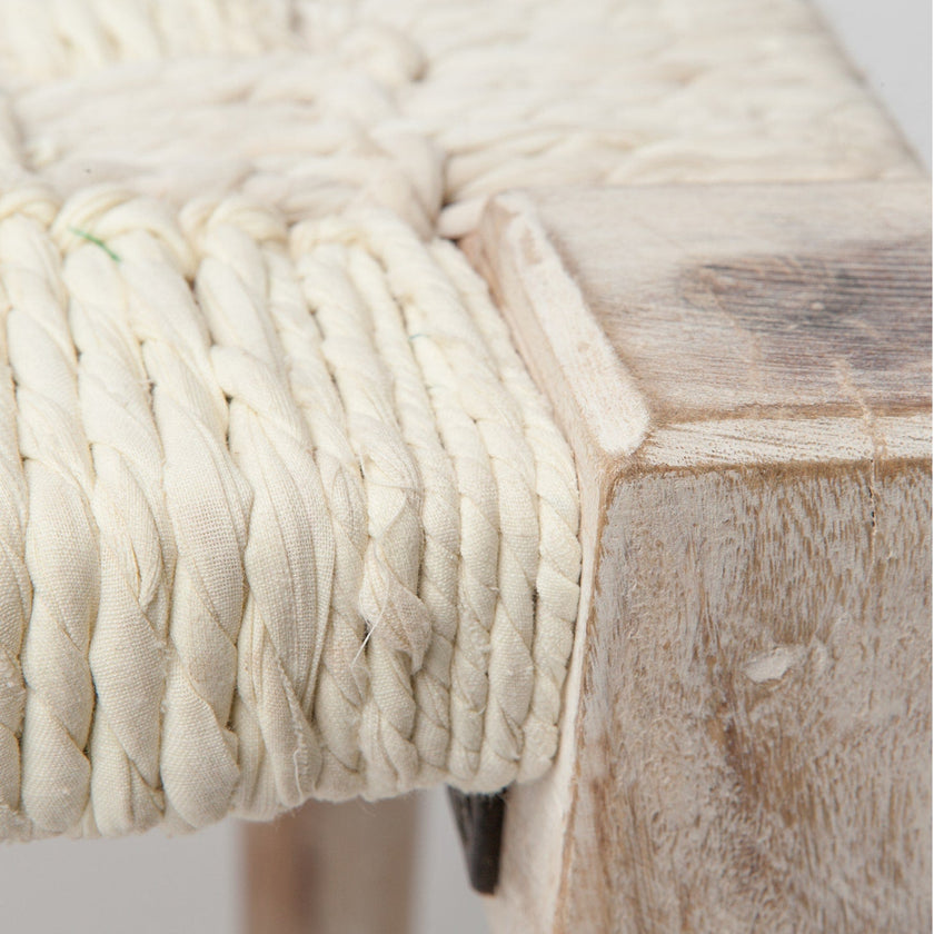 Nico White Fabric Bench