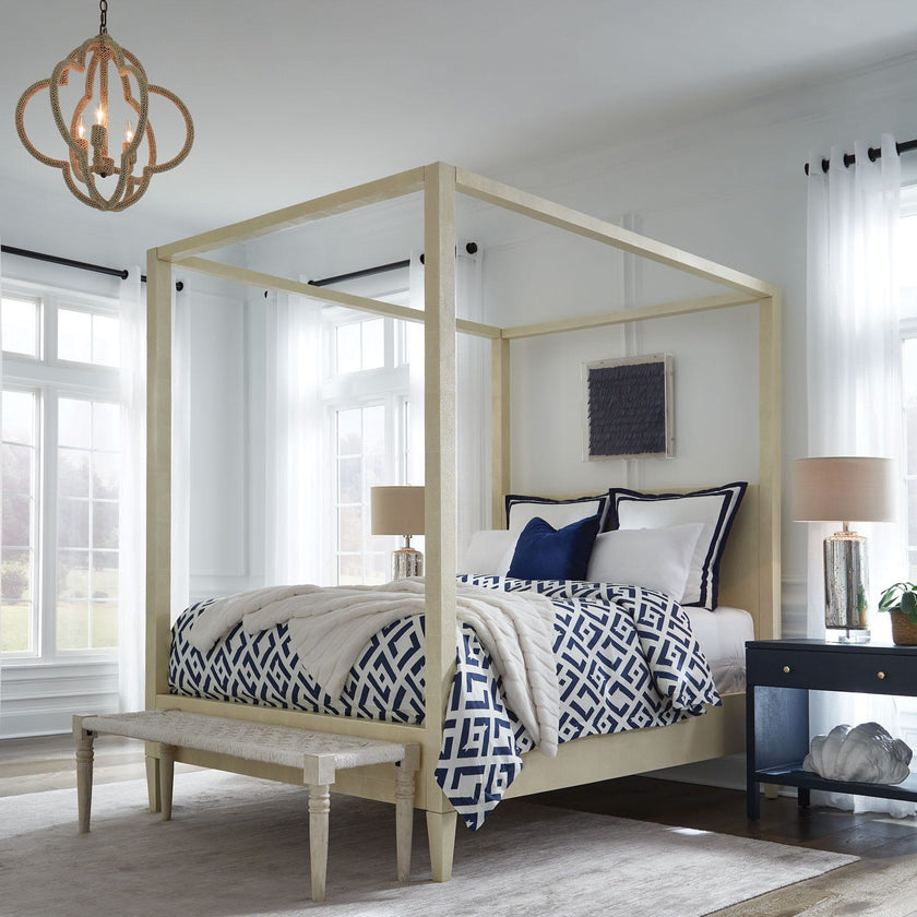 Nico White Fabric Bench