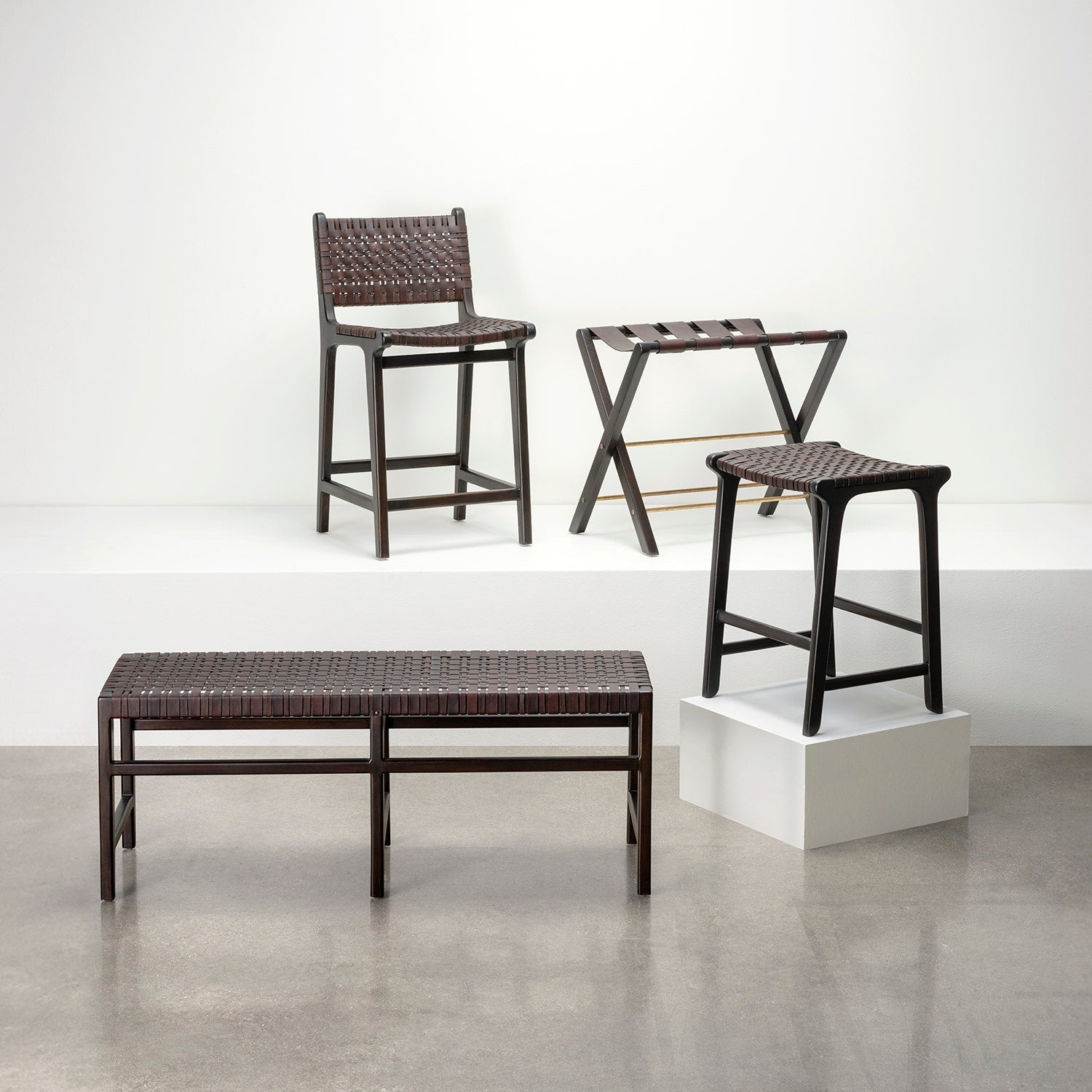 Percy Full-Grain Leather Bench