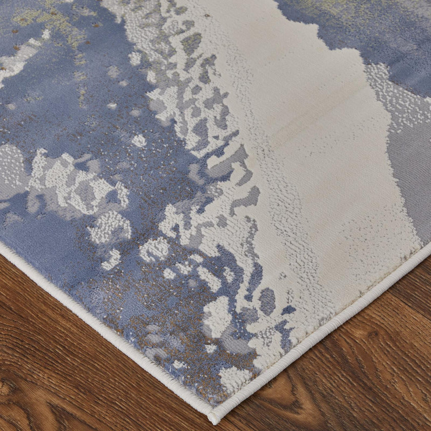 Feizy Mandana 39M0F Modern Abstract Rug in Ivory/Blue
